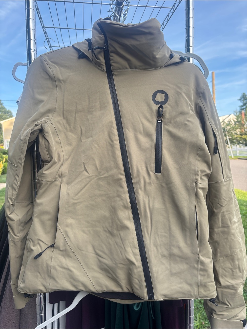 Women's Olive Green Asymmetrical Zip Puffer Jacket